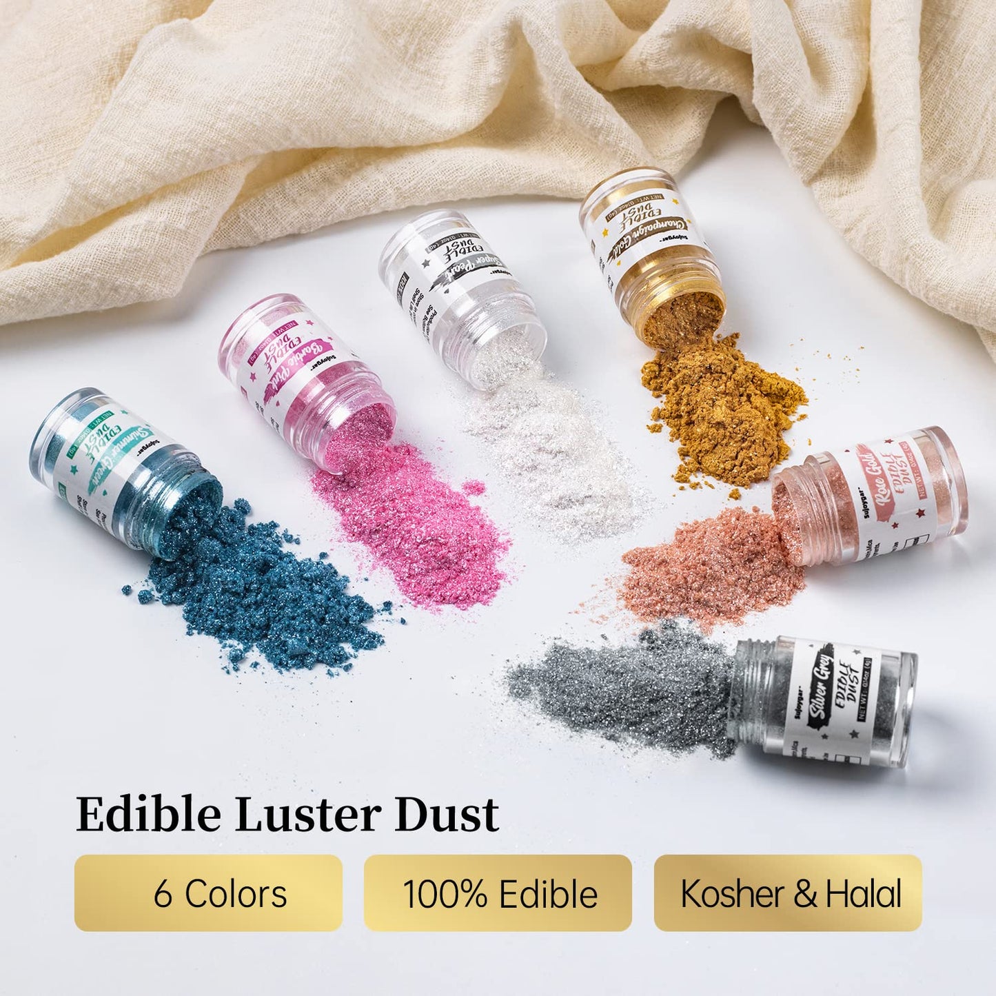 Sujoygar Edible Glitter for Drinks, Shimmer Green, 4g, Food Grade Luster Dust for Cake Decorating and Baking