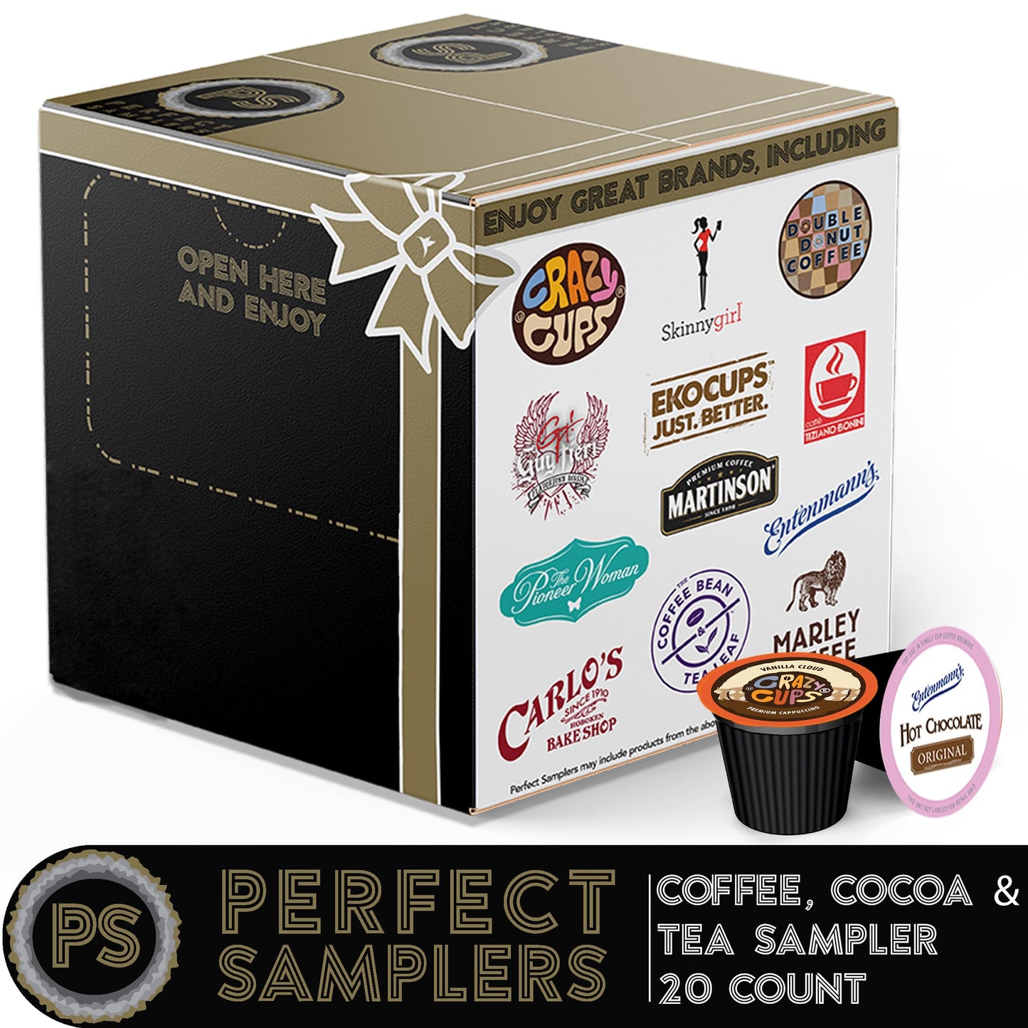 Perfect Samplers Tea Pods Variety Pack for Keurig, 20 Count, Includes Cider, Hot Chocolate, Cappuccino & Coffee Pods