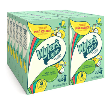 Wylers Light Singles To Go Powder Packets, Water Drink Mix, Watertok Pia Colada, 96 Servings, 8 Count x Pack of 12