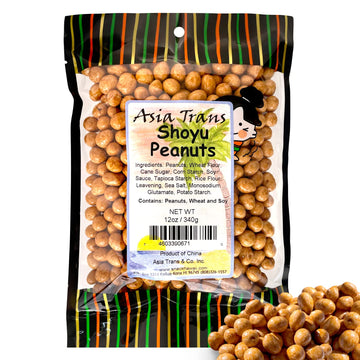 Traditional Shoyu Peanut Rice Crackers - Mochi Crunch Asian Snack - Lightly Coated Soy Sauce Flavored Shell With Peanut Core - S