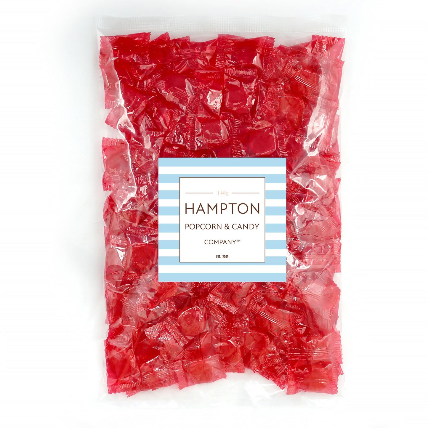 The Hampton Popcorn Company Cinnamon Discs Hard Candy - 2lb Bulk Bag - Red - Individually Wrapped Old Fashioned Candies