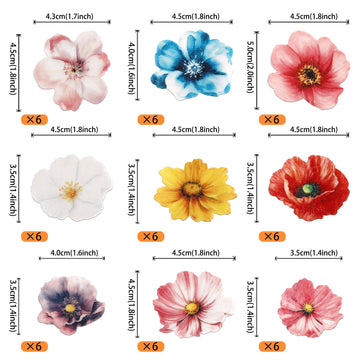 54 Pcs Edible Flowers Cake Toppers Wafer Paper Flower Cupcake Toppers Hawaiian Edible Flowers Cake Decorations Mixed Size For Tr