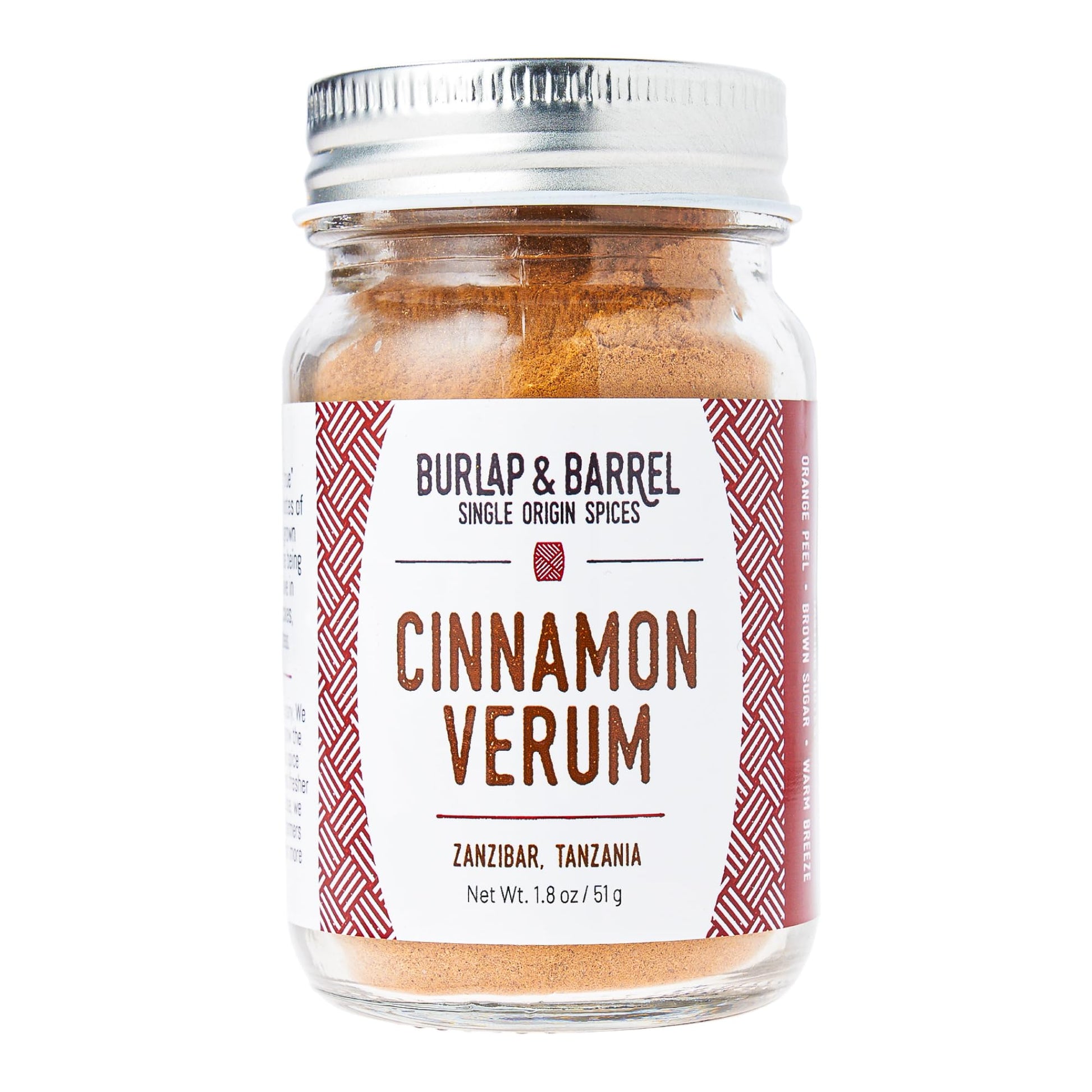 Burlap & Barrel Ground Ceylon Cinnamon Powder, 1.8oz Glass Jar, with Pine, Citrus Peel, and Sea Salt Notes