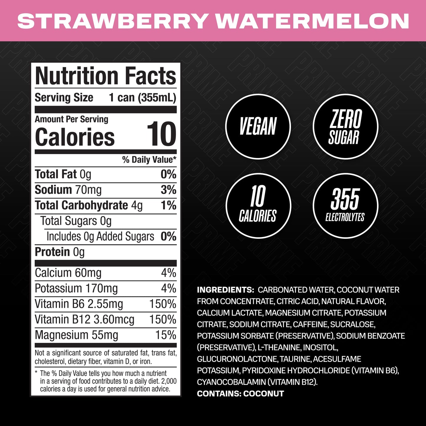 PRIME HYDRATION Energy Drink | Strawberry Watermelon | 200mg Caffeine | 24 Pack | Vegan | Gluten Free | 12 Fluid Ounce