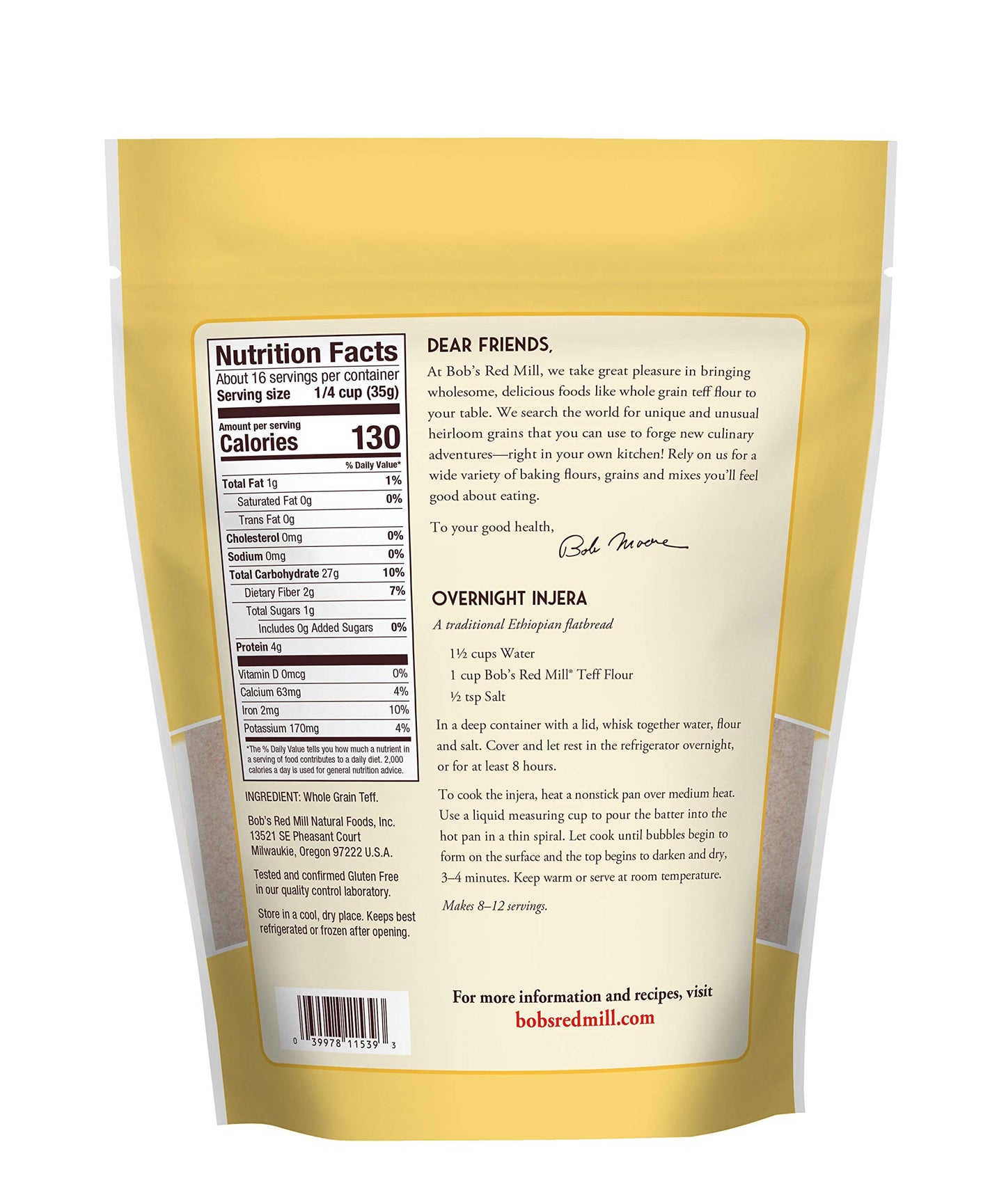 Bob 'S Red Mill Teff Flour, 20-Ounce (Pack Of 4)