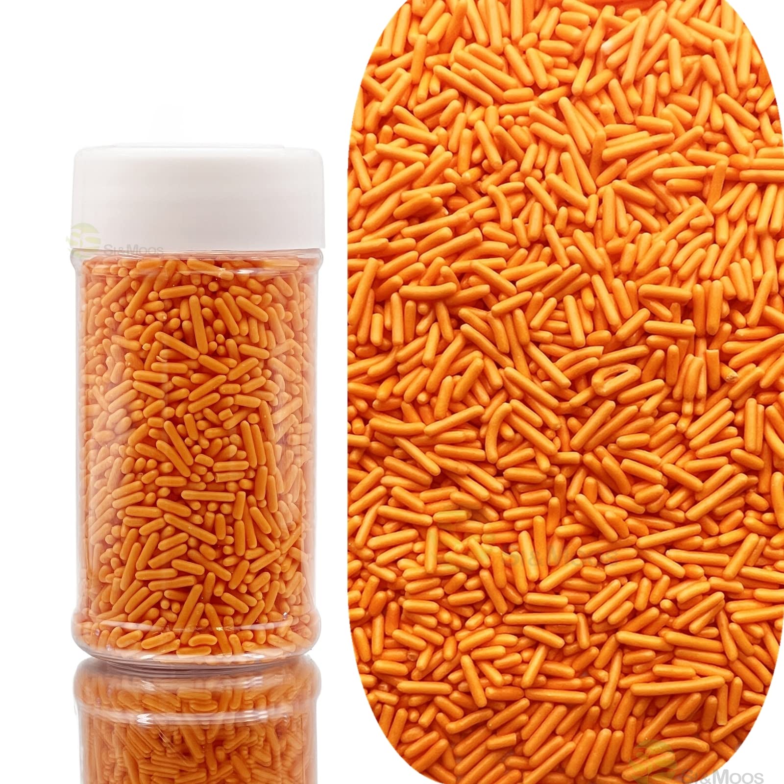 Se Si&Moos Orange Jimmies Sprinkles Edible Orange Sprinkles Soft Jimmies Soft Sprinkles For Topping Ice Cream, Cookies, Cakes, C