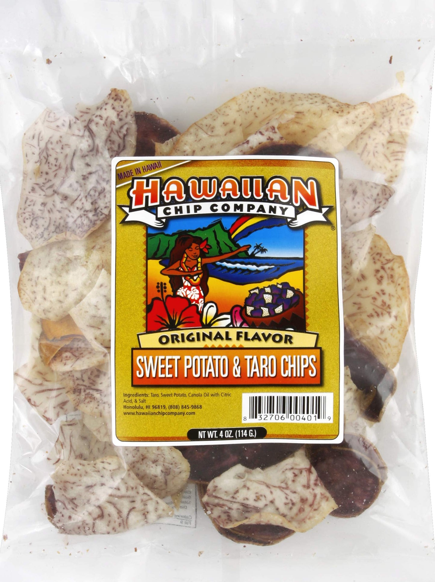 HAWAIIAN CHIP COMPANY Original Chips, Sweet Potato and Taro, 4 Ounce