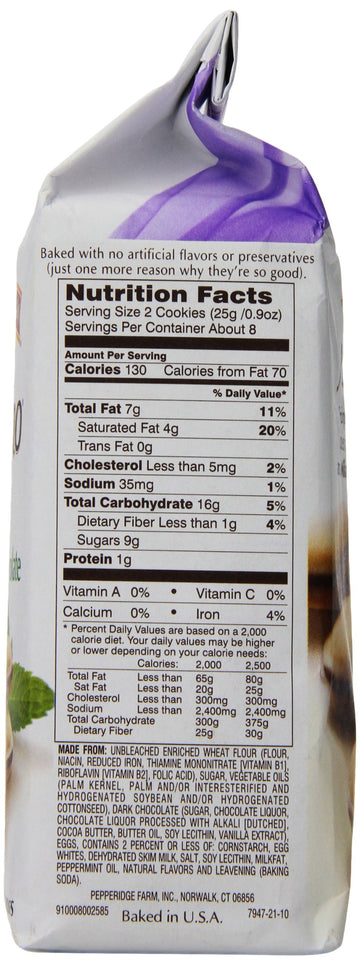 Pepperidge Farm Milano Cookies, Mint, 7 Ounce (Pack of 12)