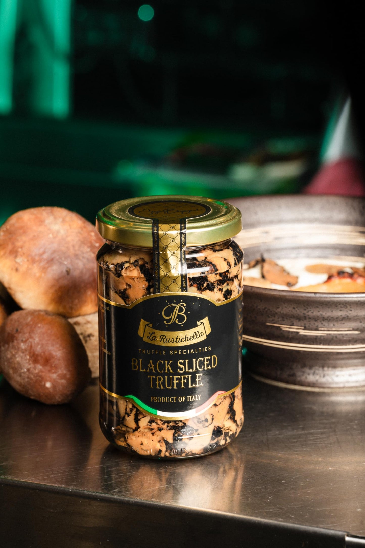 La Rustichella - Black Sliced Truffle - 100% Made In Italy | Vegan, Gluten-Free, Cholesterol-Free (9.88 Oz (280 Gr))