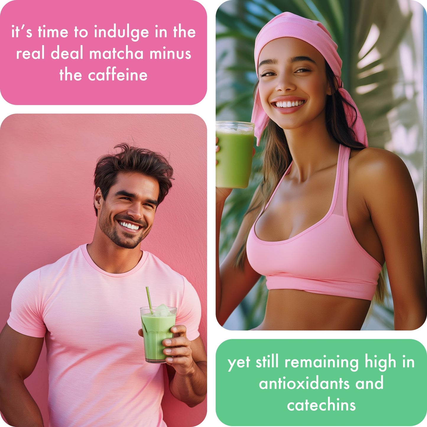 Caff Off Decaf Strawberry Matcha Green Tea Powder - Ceremonial Grade, Sugar-Free, 30 g, Naturally Decaffeinated, First Harvest