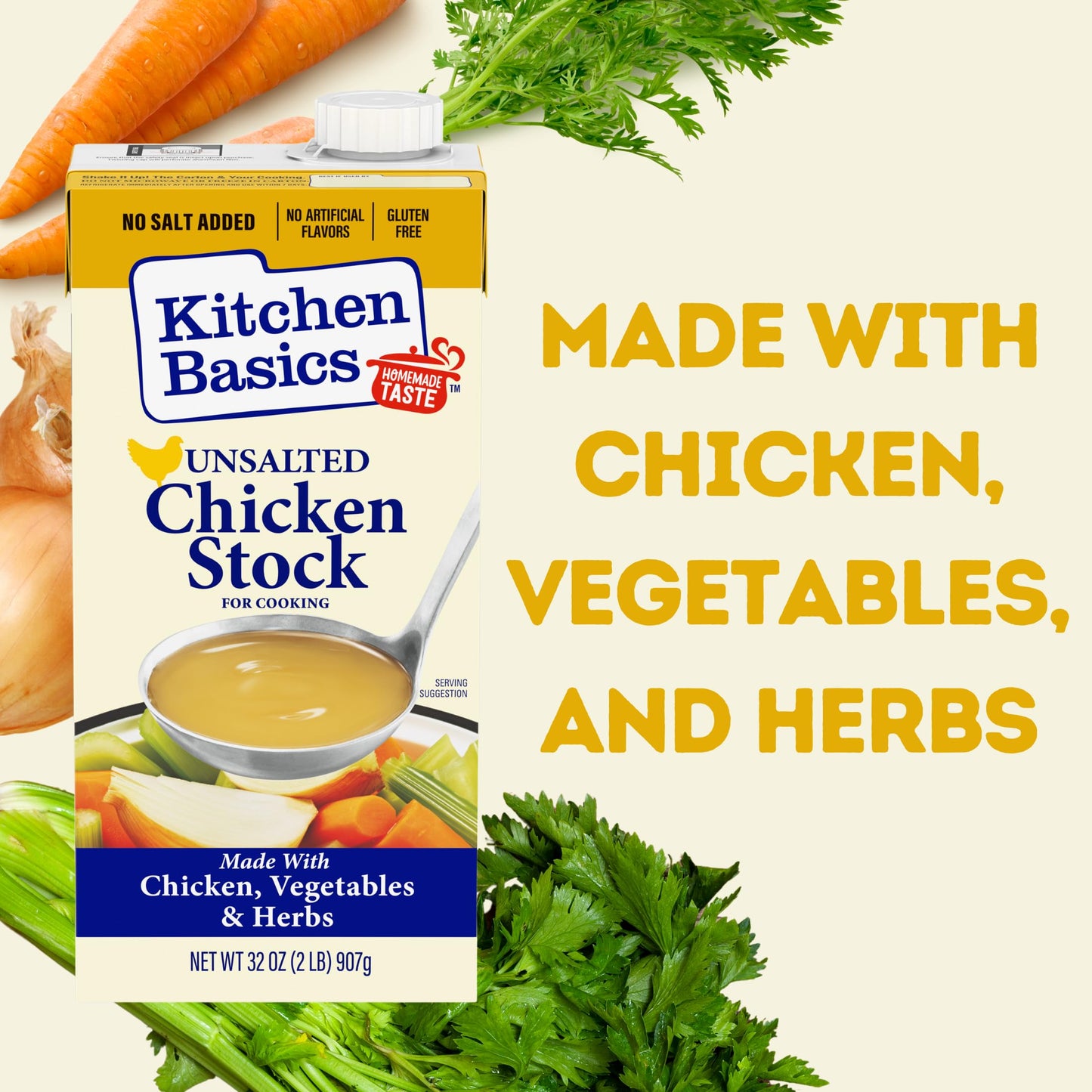 Kitchen Basics Unsalted Chicken Stock, 32 Oz (Pack Of 12) | No Artificial Flavors And Gluten Free |
