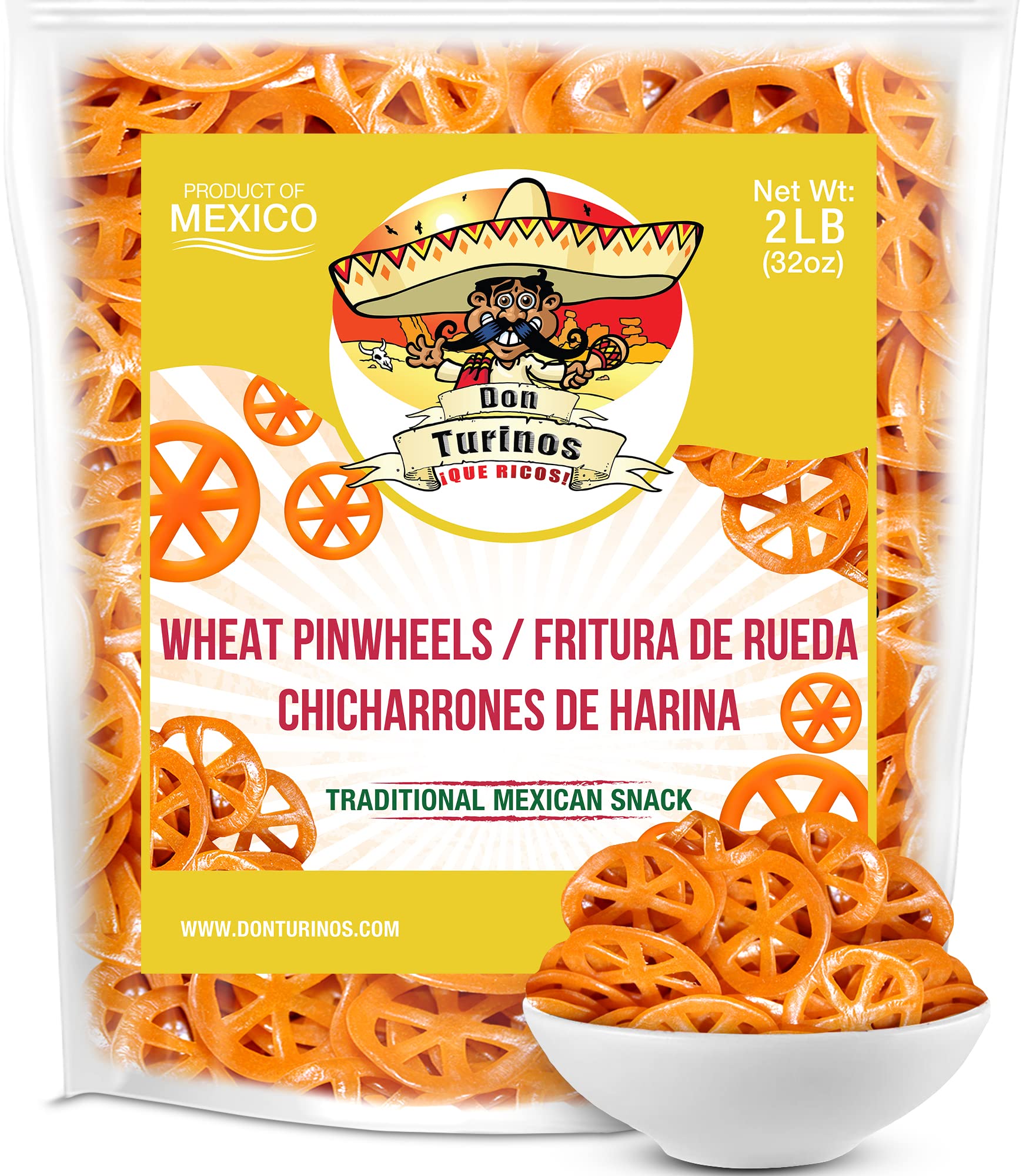 Duritos Wheels Snacks, 2 Lb Bag, Natural Crunchy And Puffy Wheat Pasta Pinwheels, Mexican Chicharrons De Harina. By Don Turinos