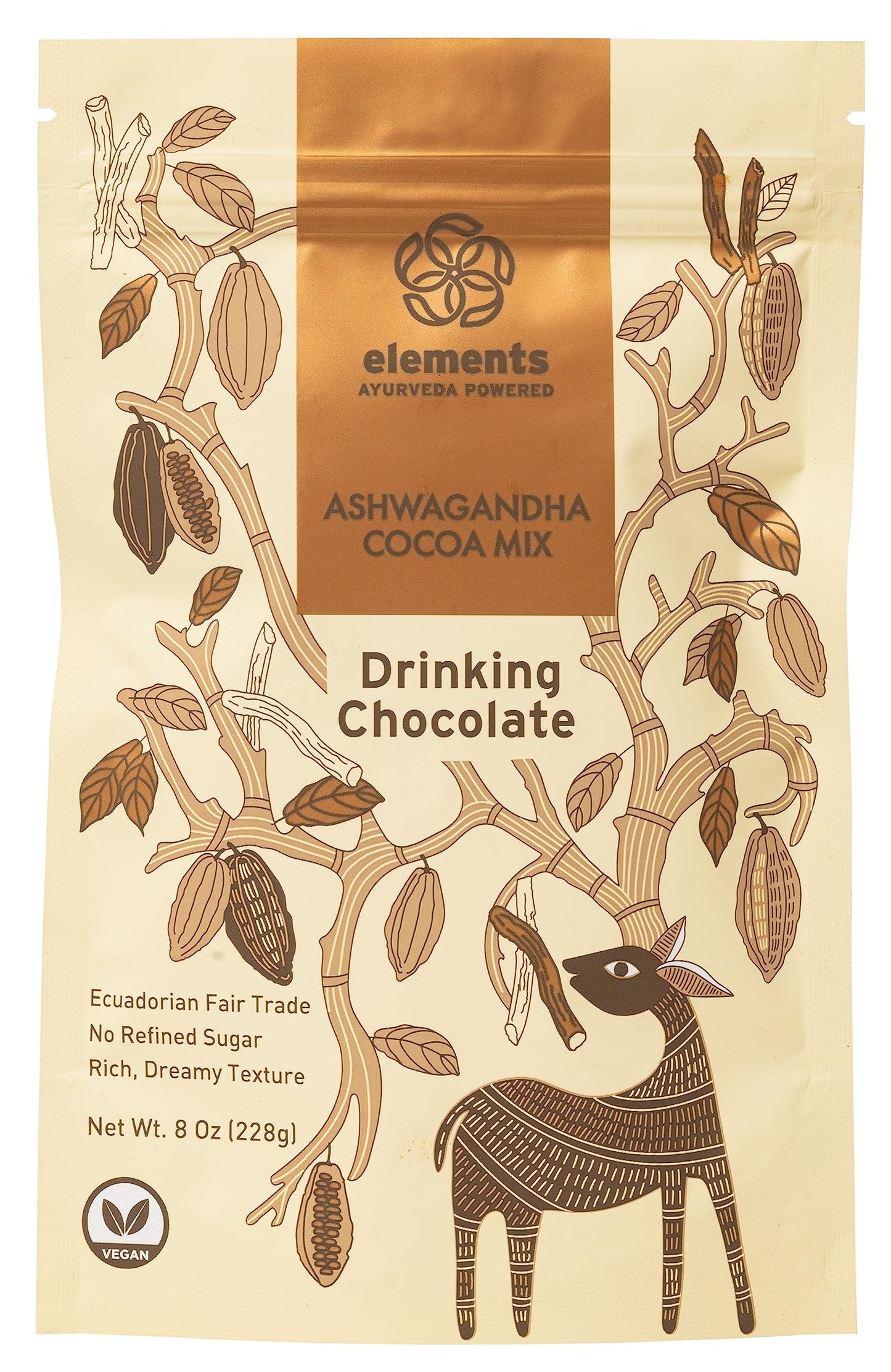 Elements Truffles Dark Hot Chocolate Mix - All-Natural Vegan, 8 Oz, Ecuadorian Fair Trade Organic Cacao Powder