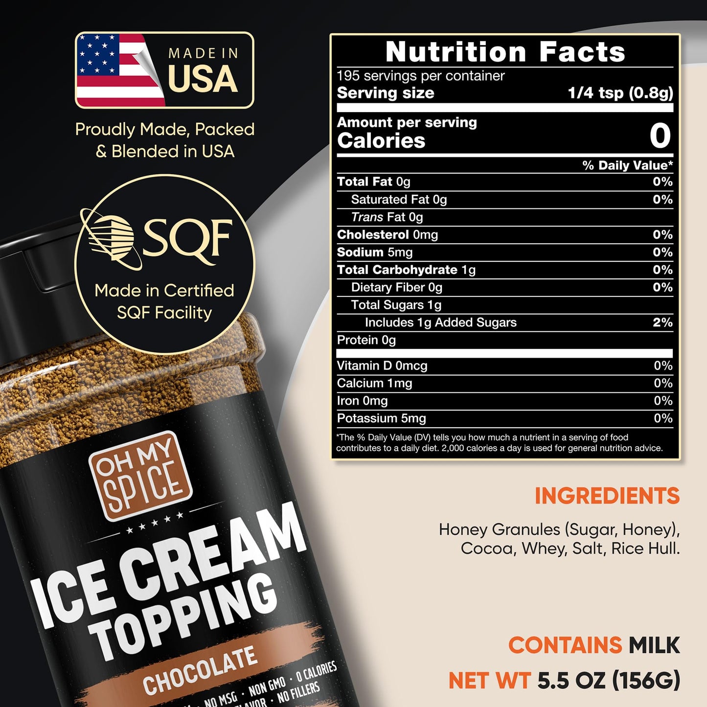 Ice Cream Toppings Variety Pack - Chocolate Powder & Cinnamon Roll Flavor Mix Coffee Toppings. Popcorn Seasoning Variety Pack. I