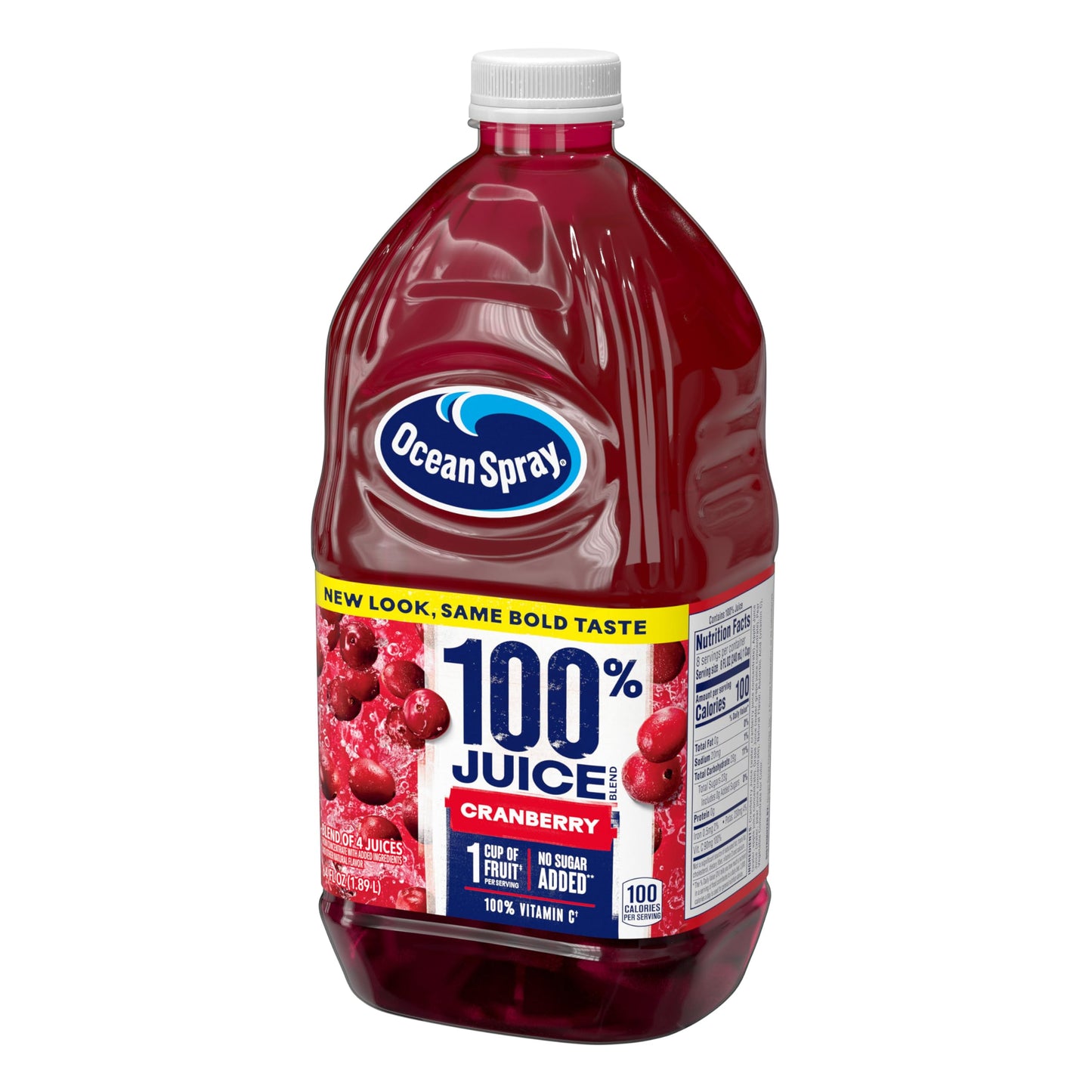 Ocean Spray 100% Juice  Cranberry  64 Fl Oz Bottle (Pack of 8)