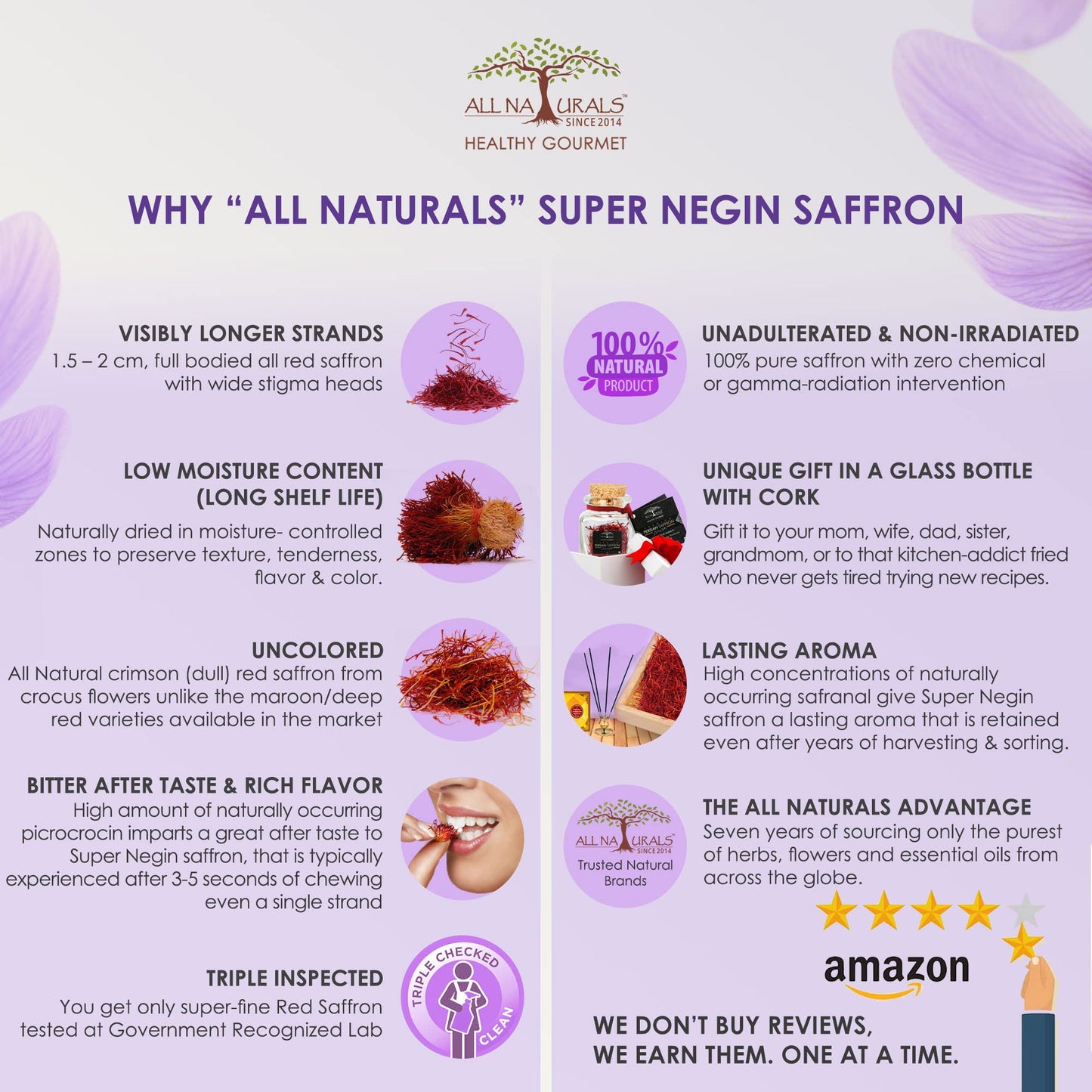 All Naturals Super Negin Saffron 1G Aaa+ Grade | Souvenir Glass Bottle With Cork | Long Strand, Lasting Taste & Aroma | Natural