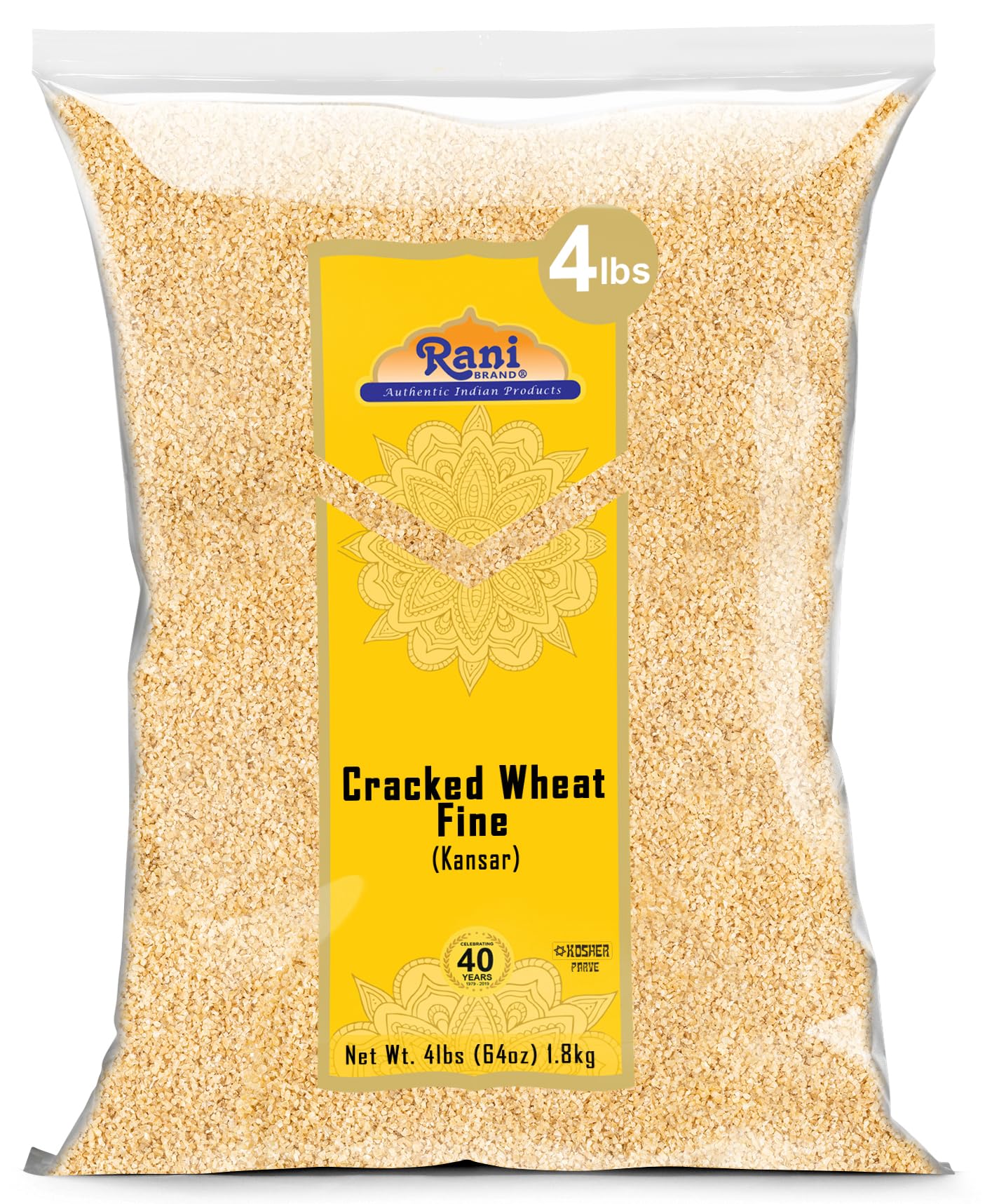 Rani Cracked Wheat Fine (Kansar/Bulgur Wheat#1) 64Oz (4Lbs) 1.81Kg Bulk ~ All Natural | Vegan | Gluten Friendly | Non-Gmo |Kosher | Indian Origin