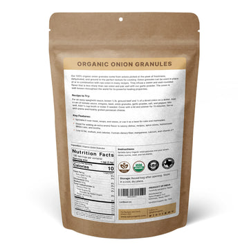 Spicy Organic Onion Granules - Pure Usda Organic - Non-Gmo Culinary Granulated Onion- Perfect For Use In Sauces, Soups, Salad Dr