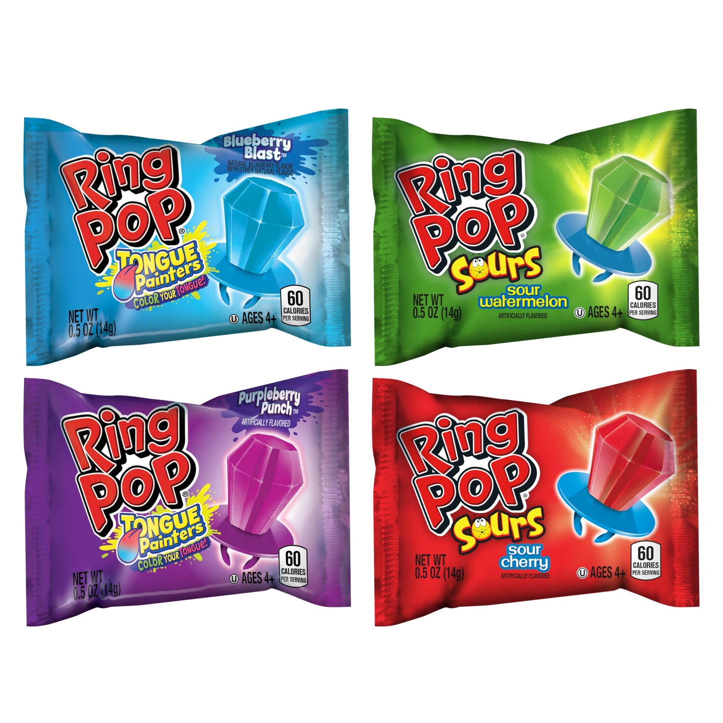 Ring Pop Individually Wrapped Bulk Lollipop Variety Pack - 10 Count Lollipop Suckers W/Assorted Tongue Painters And Sours Flavor