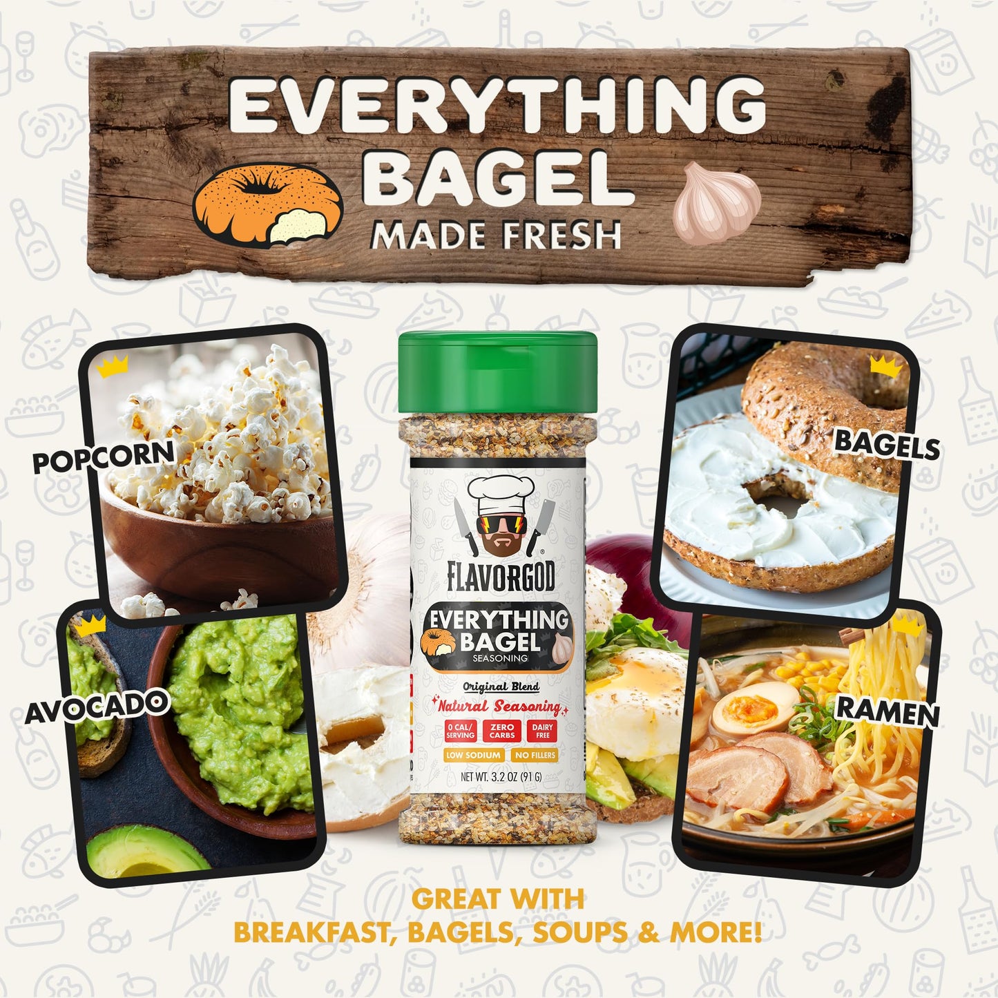Everything Bagel Seasoning Mix by Flavor God - Premium All Natural & Healthy Spice Blend for Bagels, Chicken, Eggs, Vegetables &
