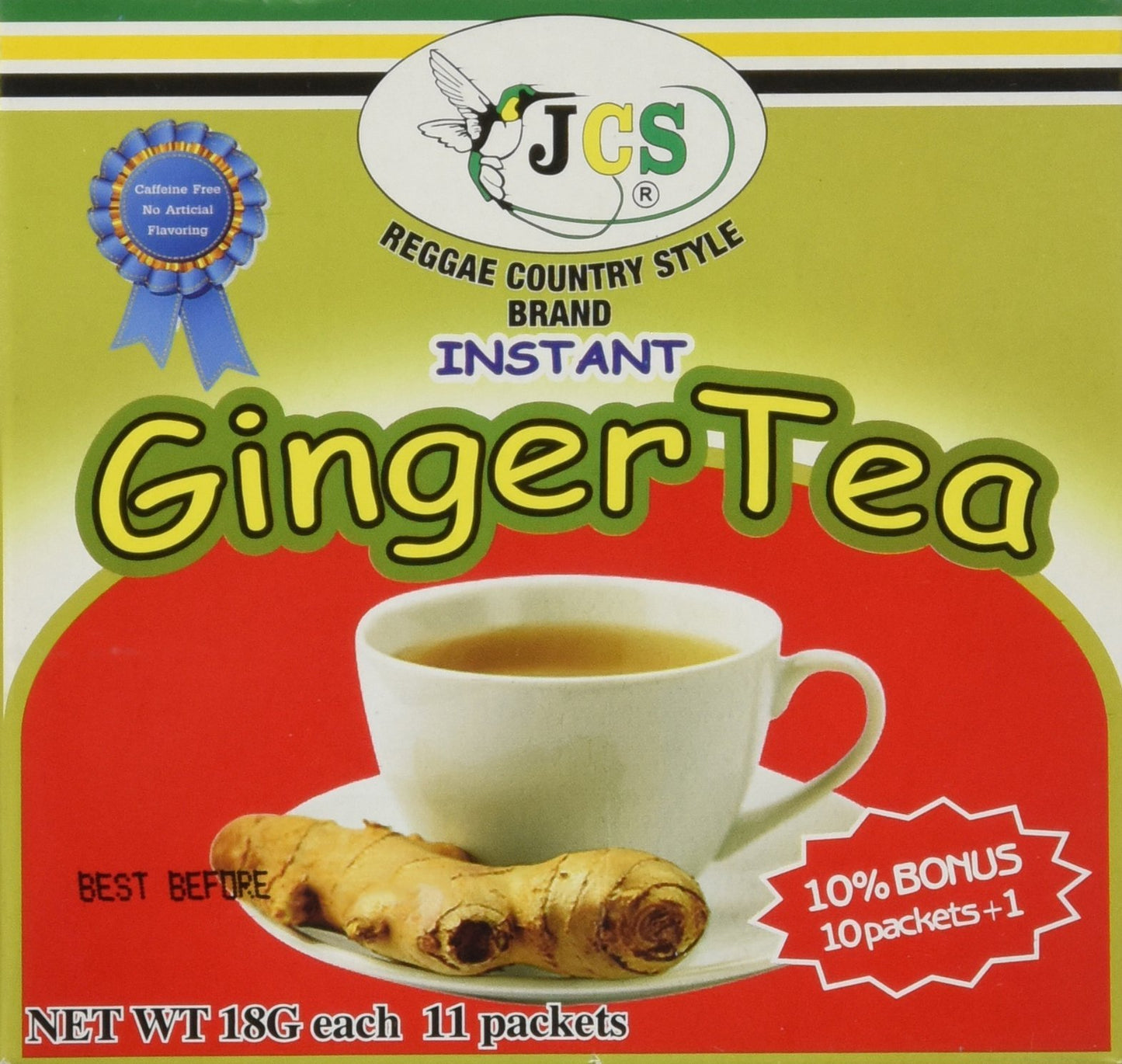 Jamaican Country Style Instant Ginger Tea - 11 Packs, 0.63 Ounce Each, Product of Thailand