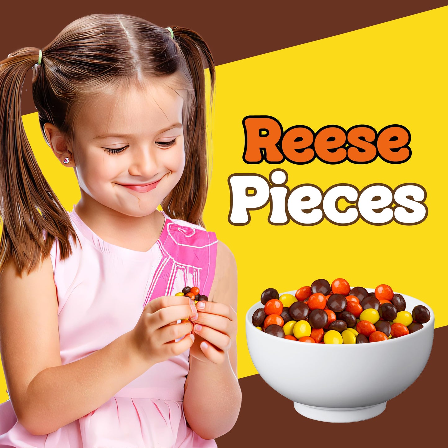 Partypom Reeses Pieces Caramel Peanut Butter Candy, 2 Lbs, Crunchy Shell, Fall Colors for Baking and Desserts