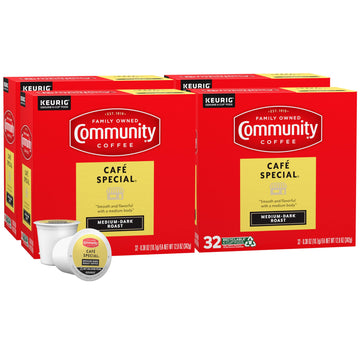 Community Coffee Caf   Special, Medium-Dark Roast, Single-Serve Keurig K-Cup Pods, 32 Count (Pack of 4)