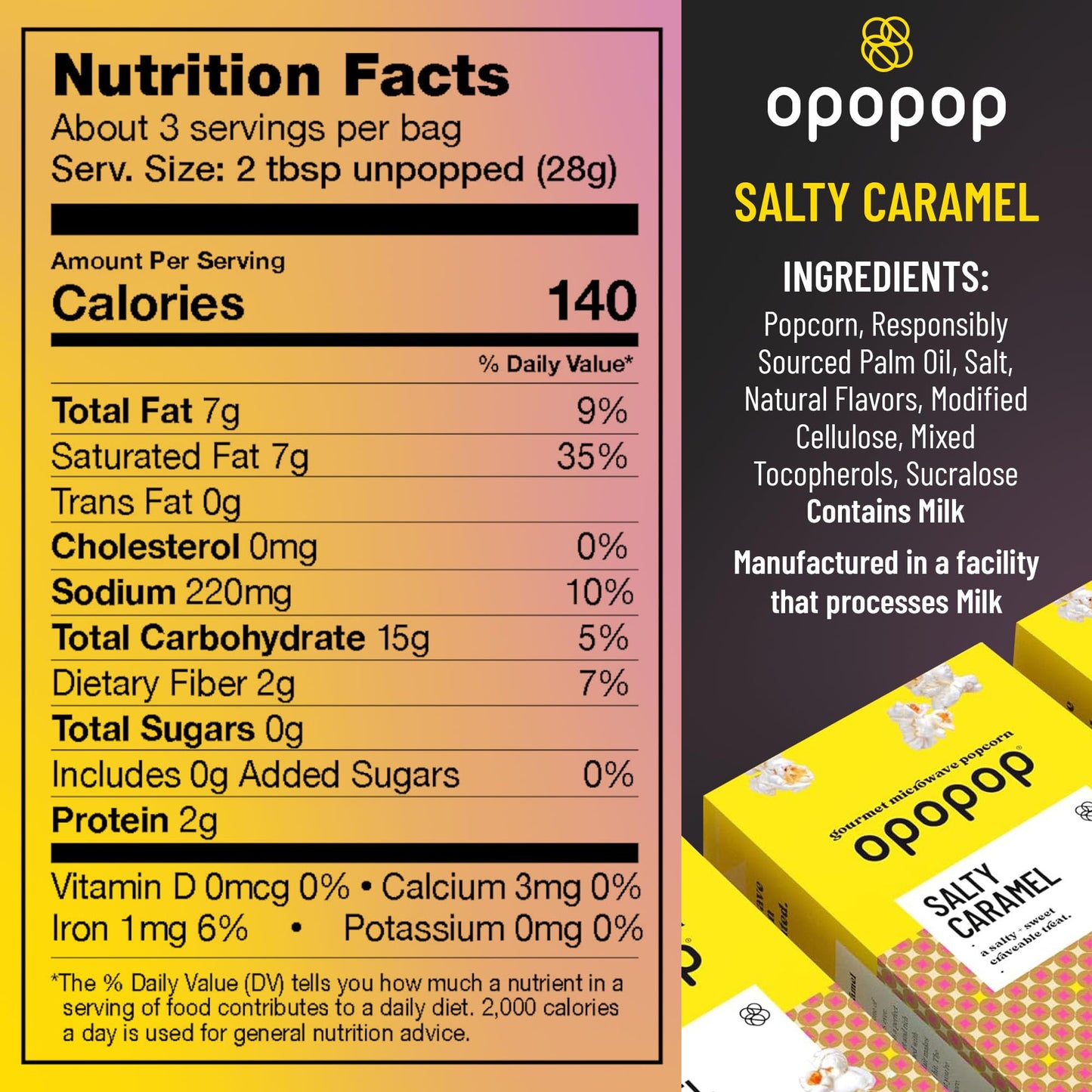Opopop Traditional Microwave Popcorn - Salty Caramel Popcorn 9-Pack - Sweet and Salty Flavored Popcorn Bulk, Non-GMO