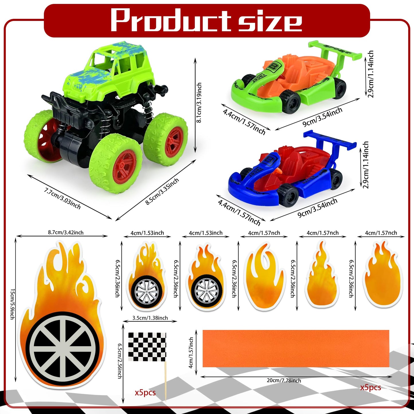 19Pcs Truck Cake Decorations Truck Cake Toppers Race Car Cake Toppers For Truck Themed Racing Car Party Decorations Supplies