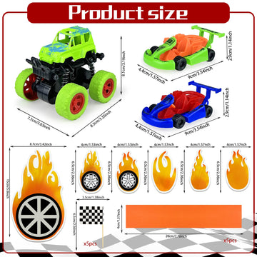 19Pcs Truck Cake Decorations Truck Cake Toppers Race Car Cake Toppers For Truck Themed Racing Car Party Decorations Supplies