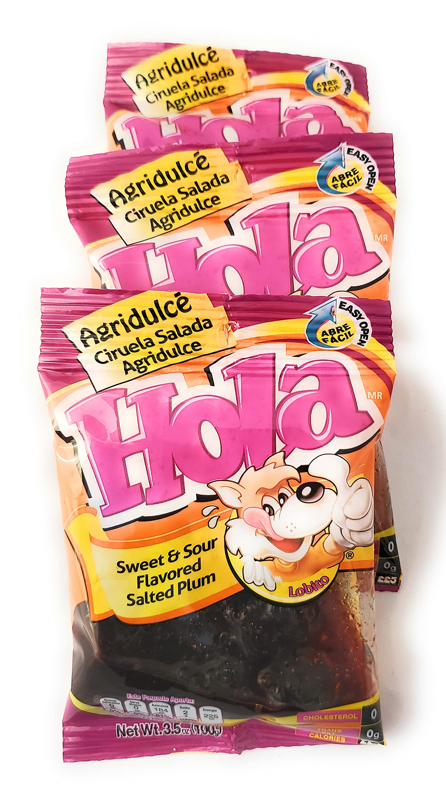 Salado Agriculce - Saladulces Hola Lobito - Sweet And Sour Flavored Salted Plums - 3.5 Oz - 3 Units