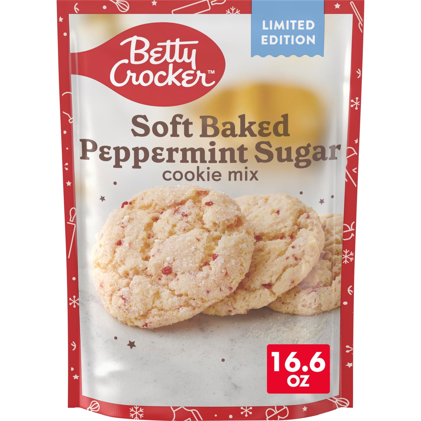 Betty Crocker Limited Edition Soft Baked Peppermint Sugar Cookie Mix  Holiday Cookies  16.6 oz