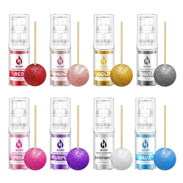 Edible Glitter Spray - 8 Colors Cake Glitter Spray Food Grade Metallic Shimmer Powder Cake Sprinkles for Cookie Decorating Choco