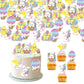Foowztao 42Pcs Happy Easter Cupcake Toppers Wafer Paper Cake Picks Easter Theme Birthday Party Spring Theme Baby Shower Party Su