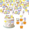 Foowztao 42Pcs Happy Easter Cupcake Toppers Wafer Paper Cake Picks Easter Theme Birthday Party Spring Theme Baby Shower Party Su