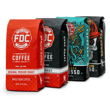 Fire Department Coffee - Gives Back To Firefighters - Rescue Variety Pack - Whole Bean Coffee - Original Medium Roast, Dark Roas