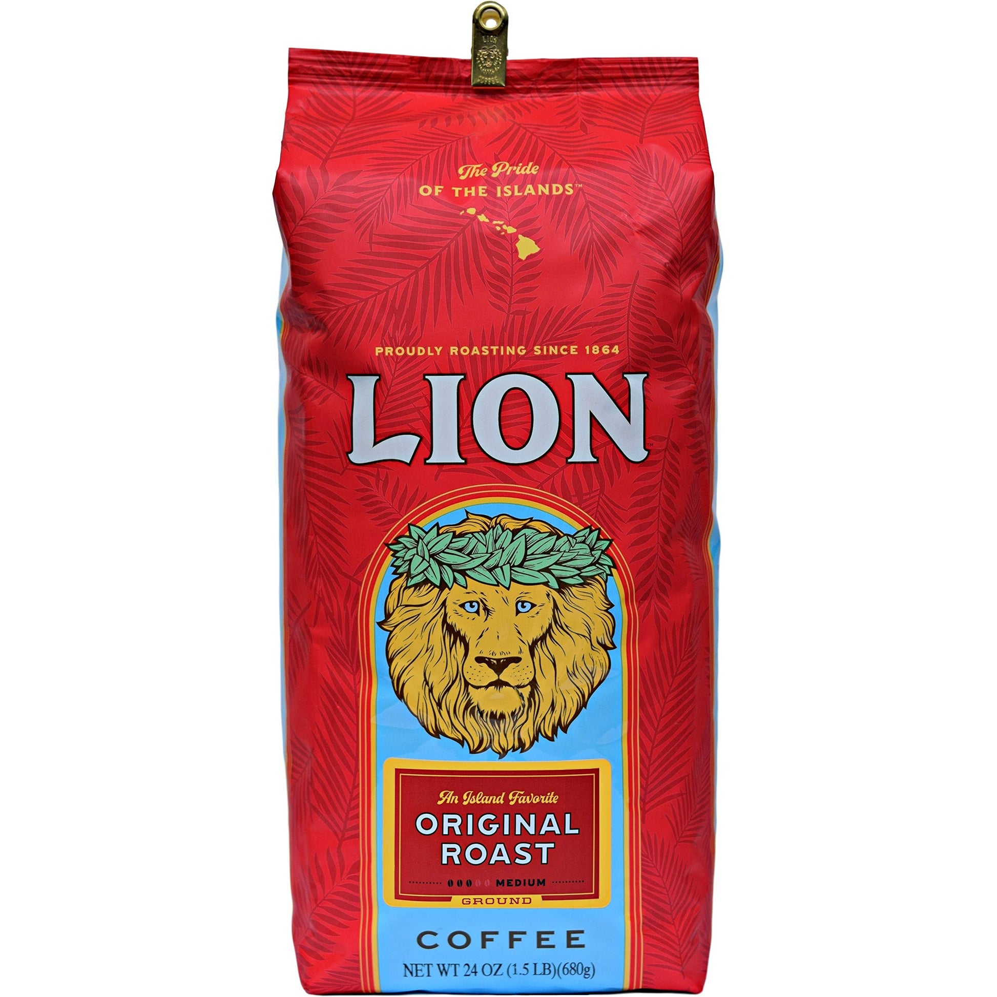 Lion Coffee Classic Original Whole Bean Coffee, Medium Roast, 24 Ounce Bag