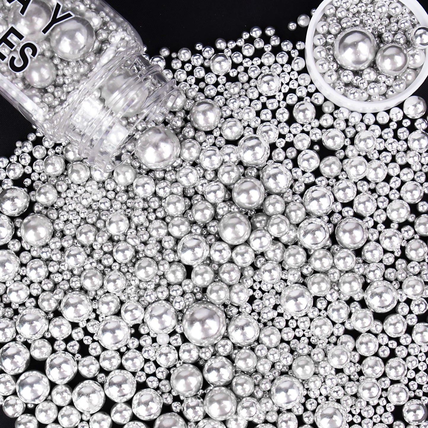 Sprinkles for Cake Decorating, Silver Pearl Cake Sprinkles for Ice Cream, Cupcake, Baking, Cookies Toppings