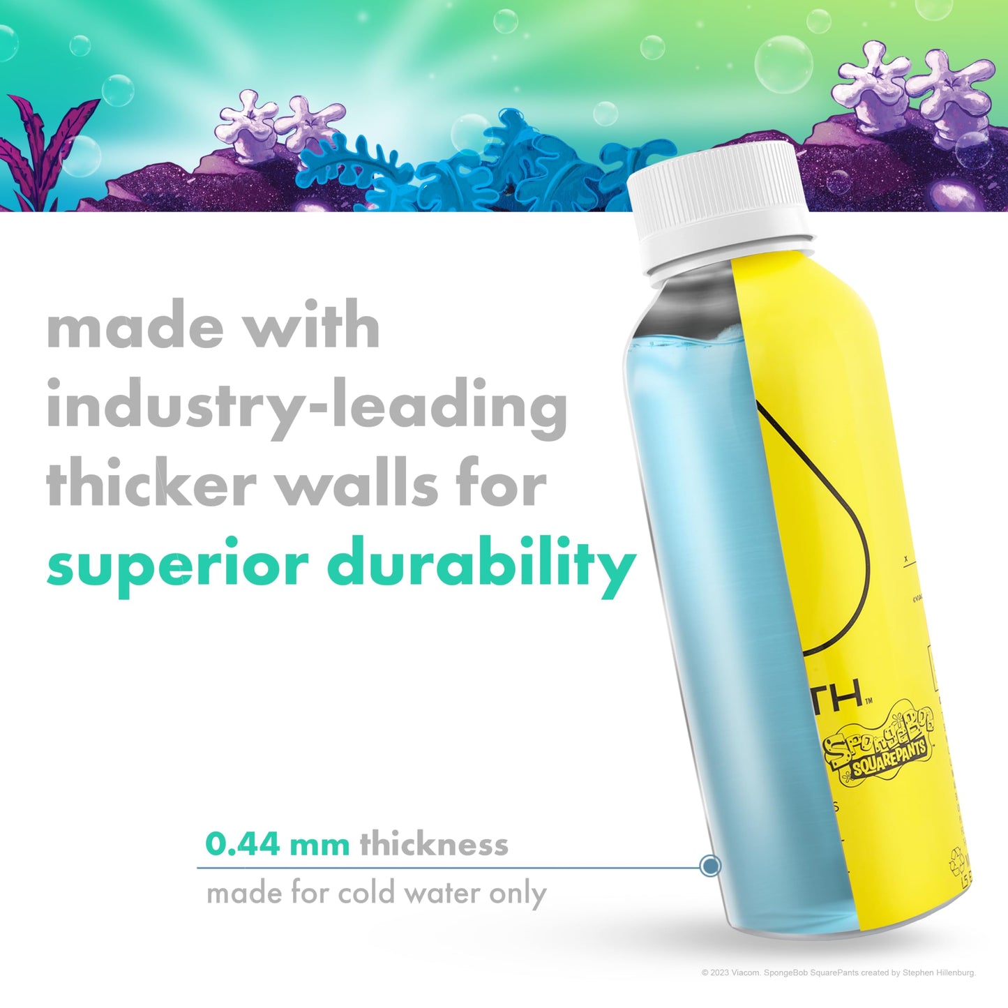 PATHWATER Aluminum Water Bottle - Ultra-Purified, pH-Balanced, BPA-Free, 16.9 fl oz, SpongeBob Edition, Pack of 12