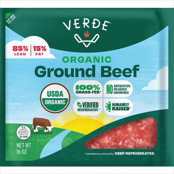Verde Farms, Ground Beef 85% Lean/15% Fat, Organic, Grass-Fed, 1 lb
