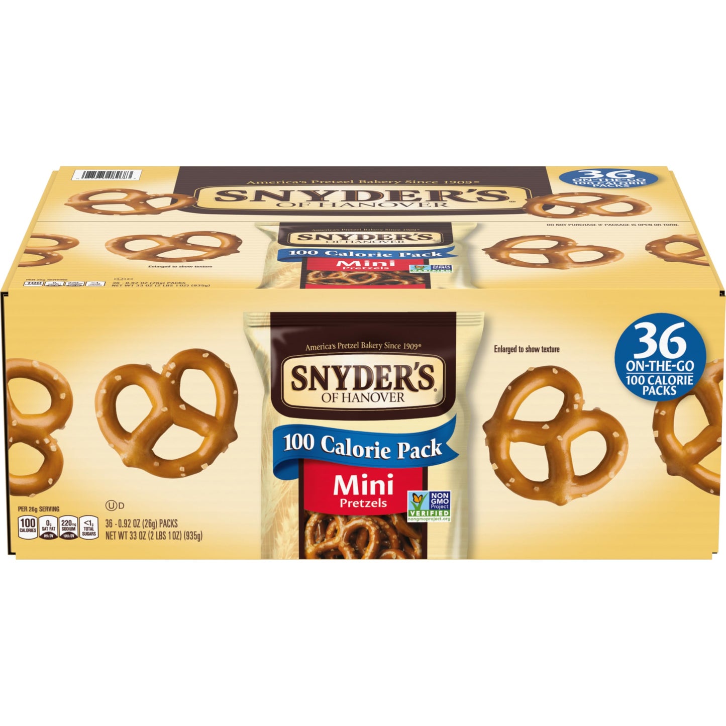 Snyder s of Hanover Mini Pretzels, 100 Calorie Individual Packs, 36 Ct