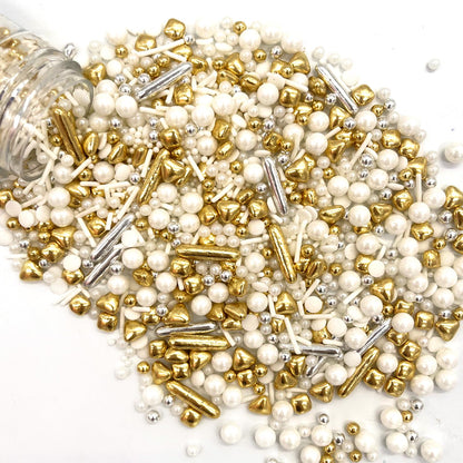 Weraru White Deluxe Gold Sprinkles Candy Mixing Size Baking Edible Cake Decorations Cupcake Toppers Cookie Decorating Celebratio