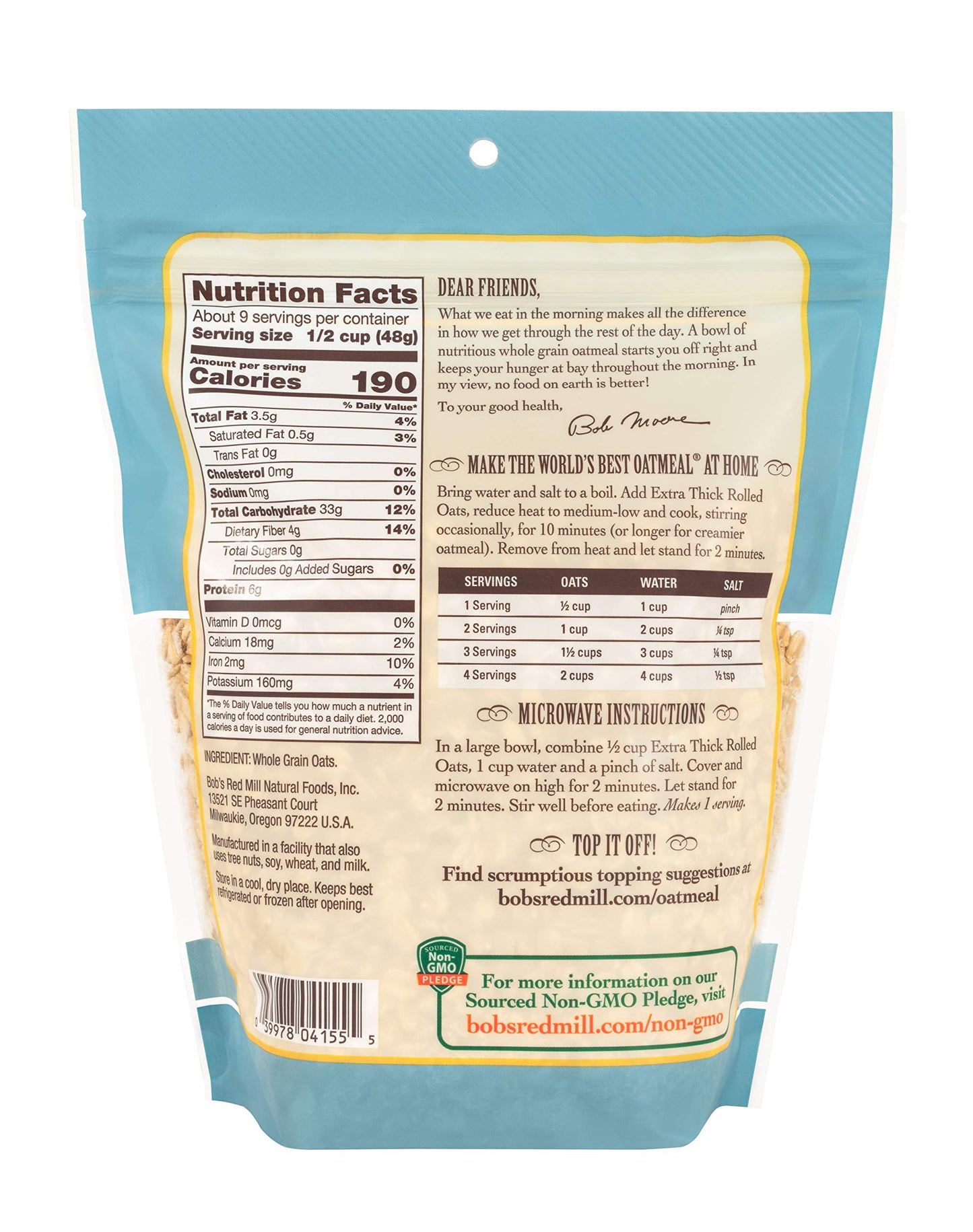 Bob's Red Mill Extra Thick Rolled Oats, 32 oz (Pack of 4)
