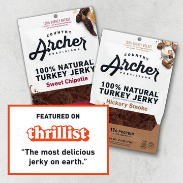 Country Archer Turkey Jerky - Turkey Meat Protein Snacks, Turkey Jerky For People, Protein Meat Snacks, Turkey Jerky Snack Packs