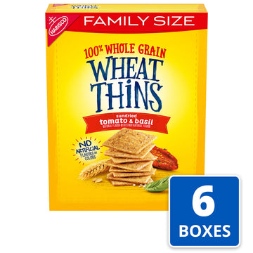Wheat Thins Sundried Tomato & Basil Whole Grain Wheat Crackers, Family Size, 6 -13 Oz Boxes