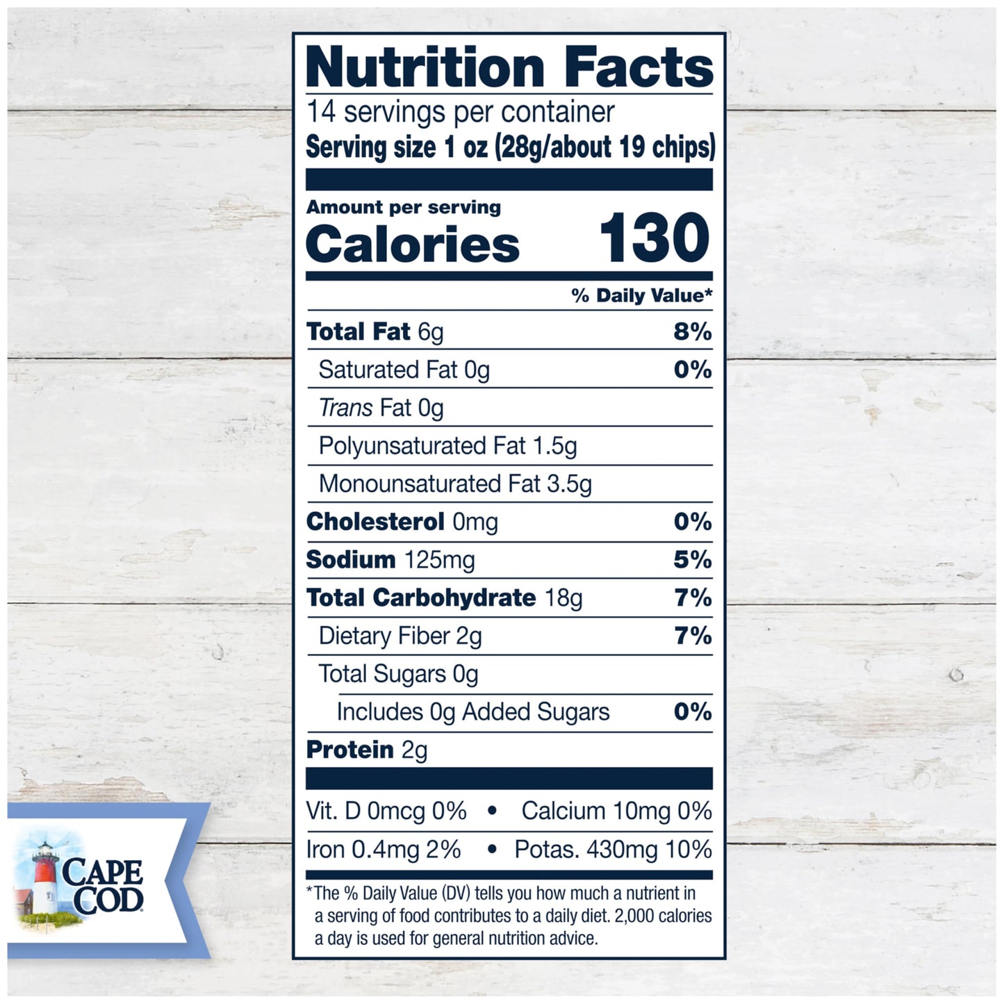 Cape Cod Potato Chips Less Fat Original Kettle Chips, 14 Oz