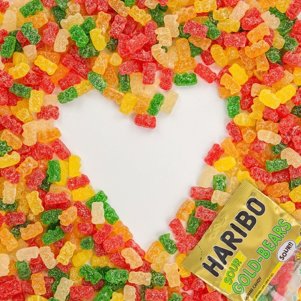 Haribo Gummi Candy, Sour Goldbears, 9 Oz. Stand Up Bag (Pack Of 6)