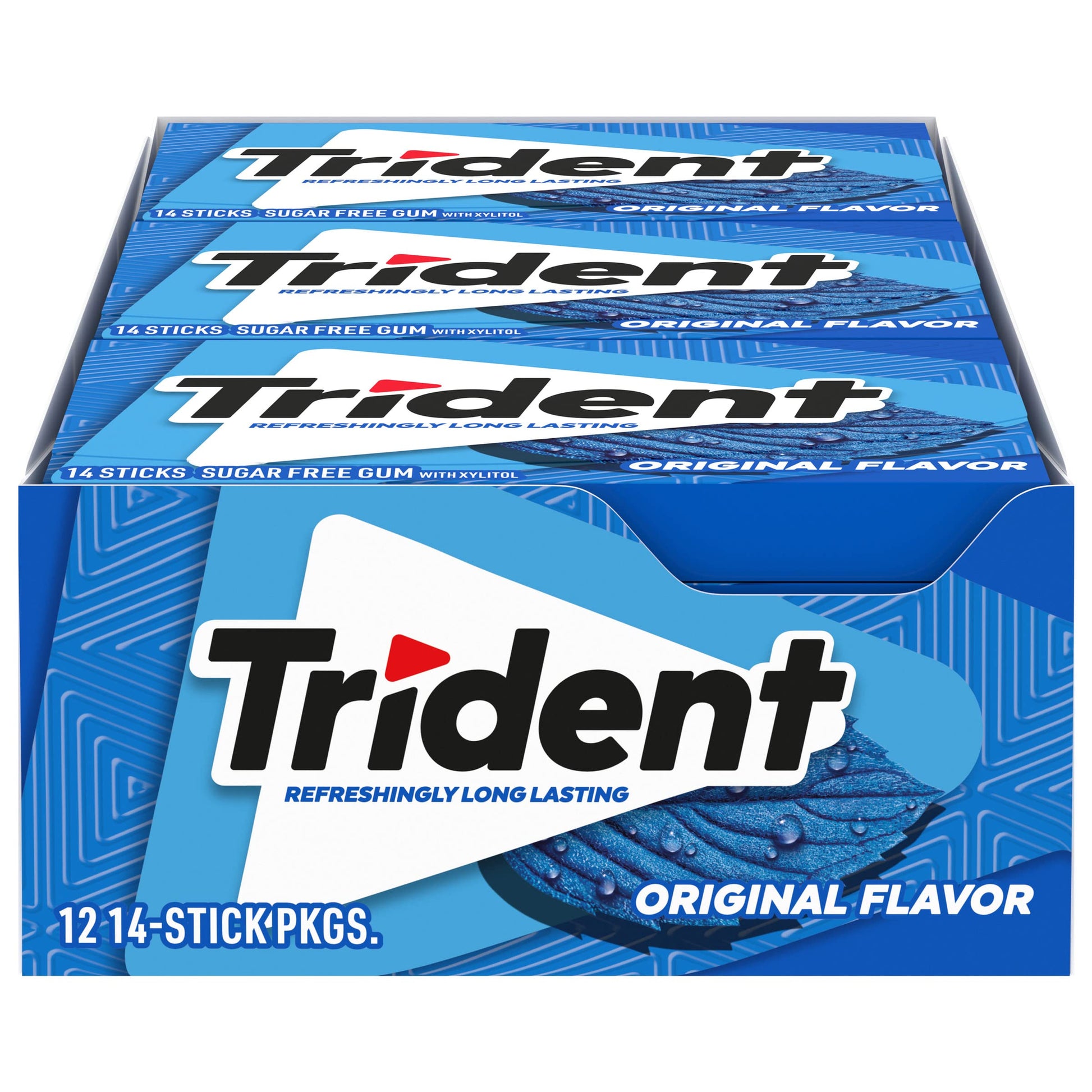 Trident Sugar-Free Chewing Gum, Original Flavor, 12 Packs of 14 Pieces, White