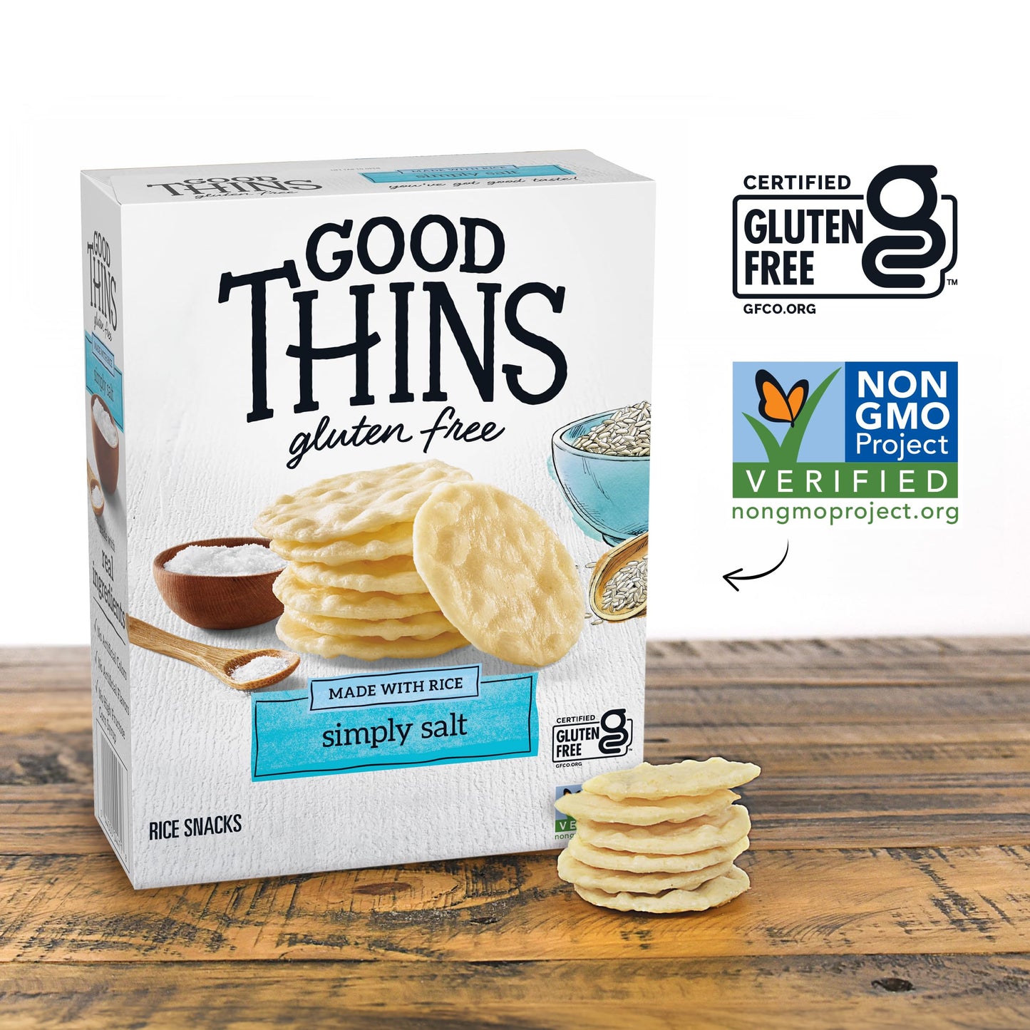 GOOD THINS Simply Salt Rice Snacks Gluten Free Crackers, Snack Crackers, 3.5 oz