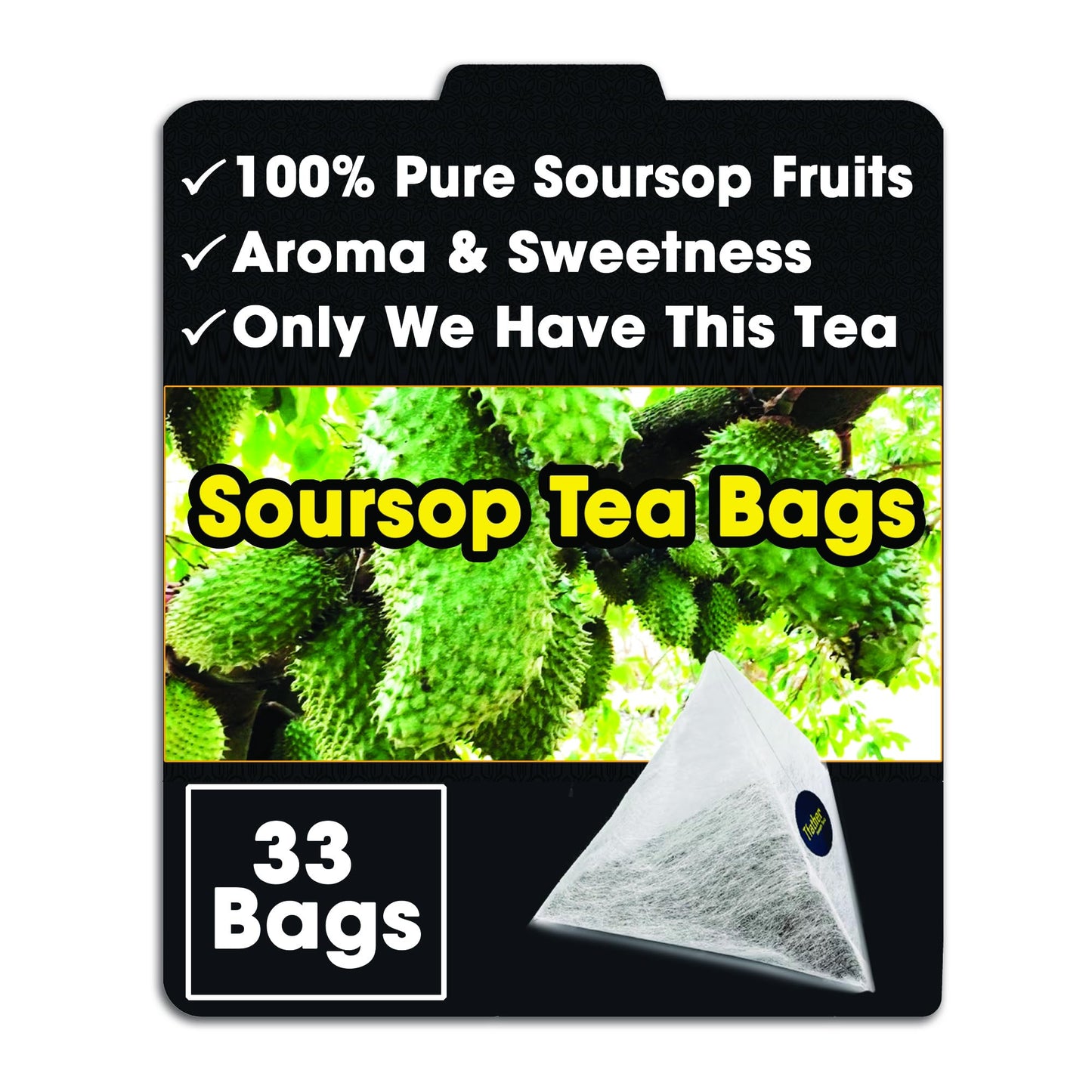 TFATHER Soursop Tea Bags - 100% Pure Soursop Fruits, 33 Bags, Golden Brown
